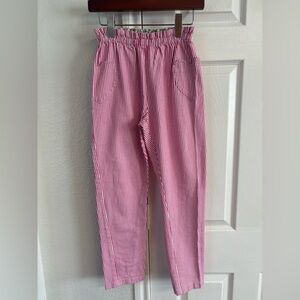 Mini Boden Pink White Stripe Heart Pocket Pull-On Trousers Size 11‎